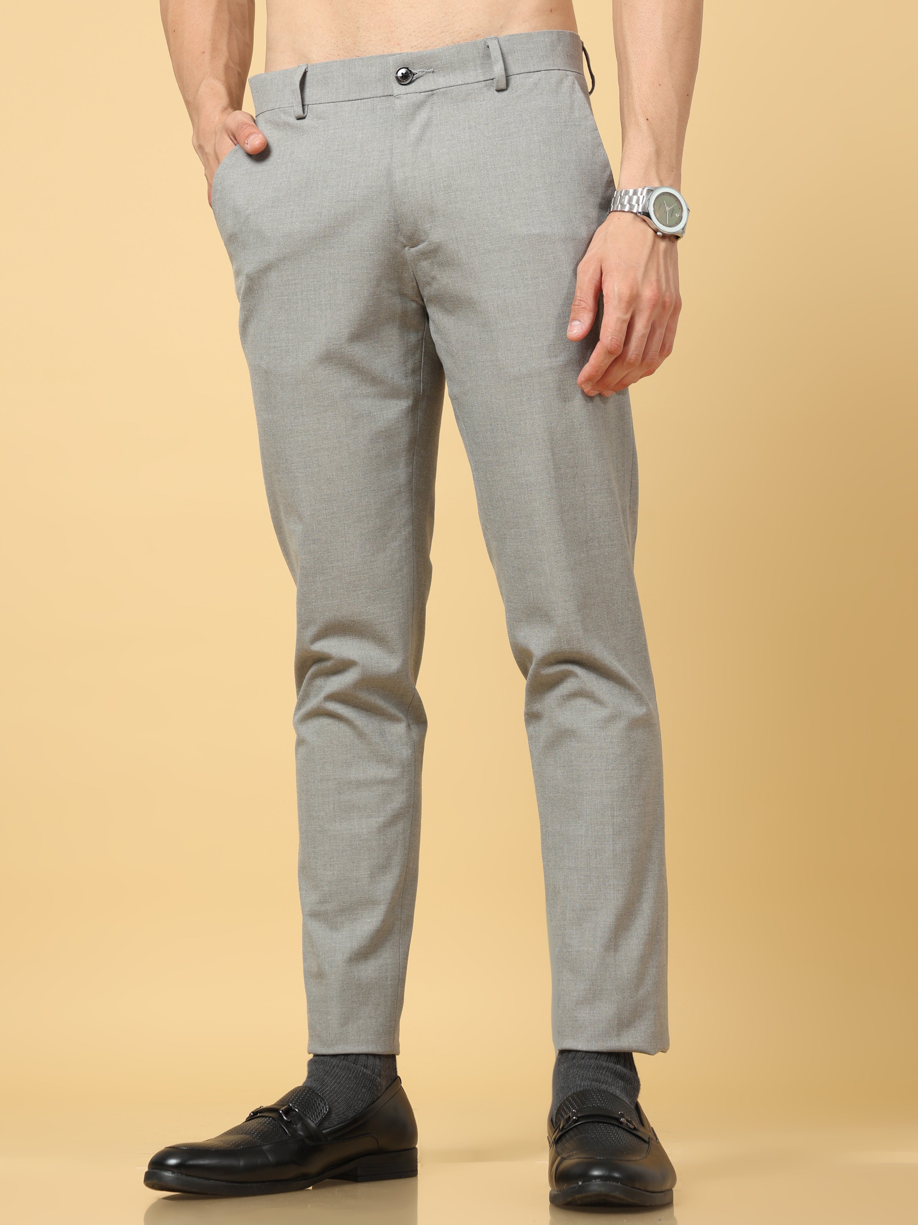 Buy HANGUP Formal Trousers Bottom Wear Slim Fit Formal Trousers Grey Color  (30) online